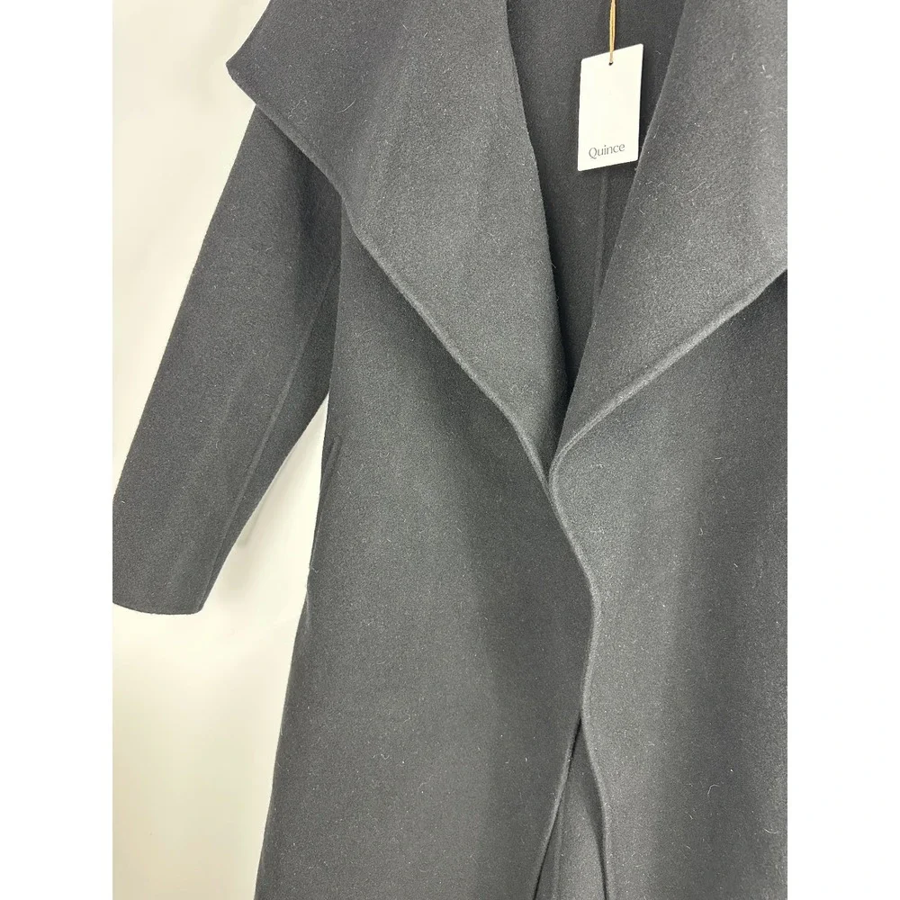 NWT Quince Double Faced Merino Wool Draped Collar Wrap Coat Long Tie Women's XL - Picture 4 of 16
